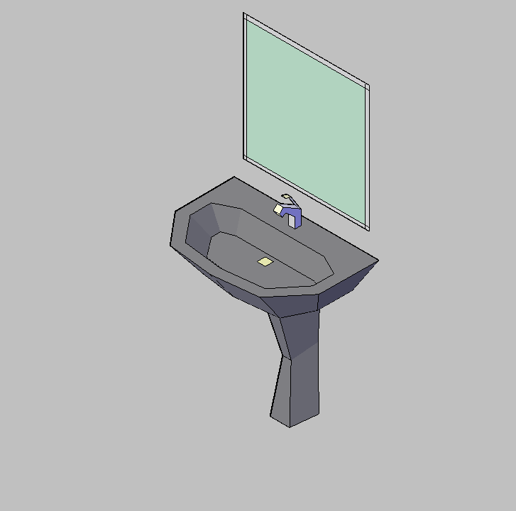Bloque Autocad Vista de Lavabo 01 en 3D
